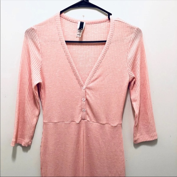 Pink Ribbed Midi Dress - Picture 2 of 7